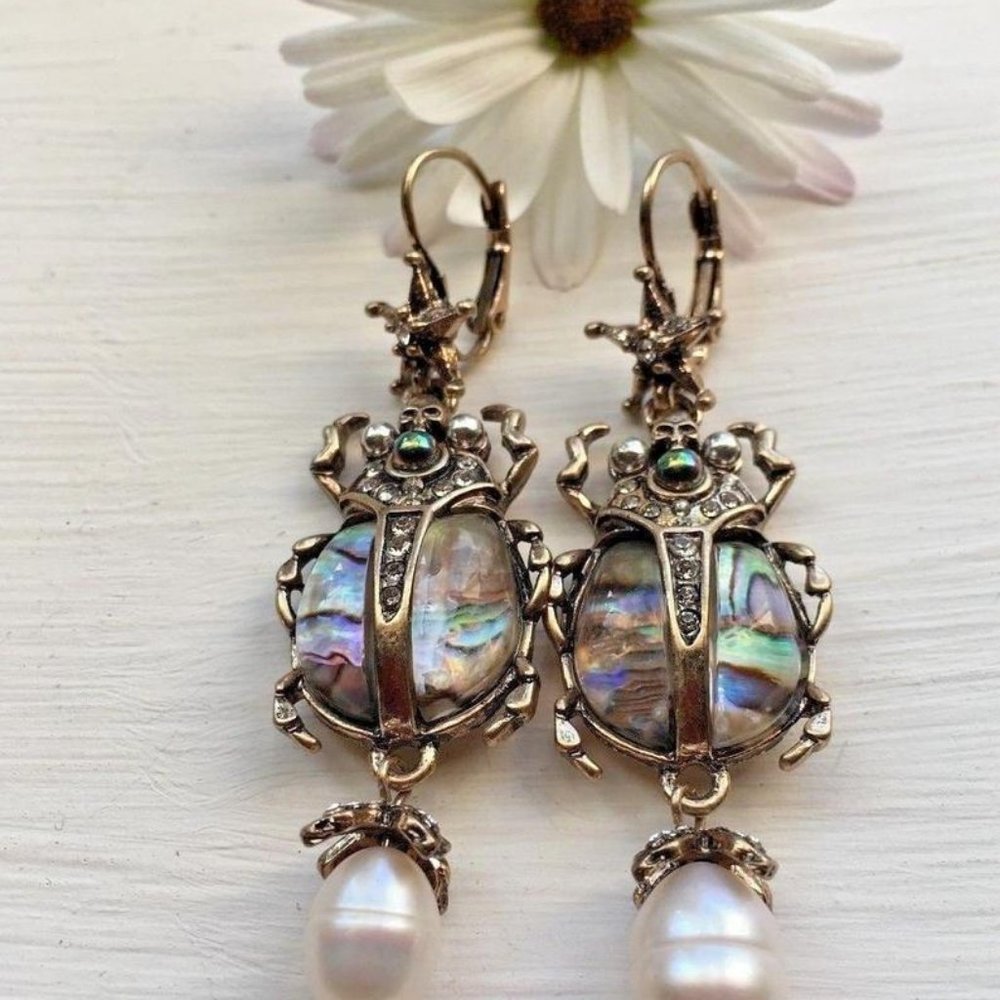 Signed Alexander McQueen Scarab Earrings